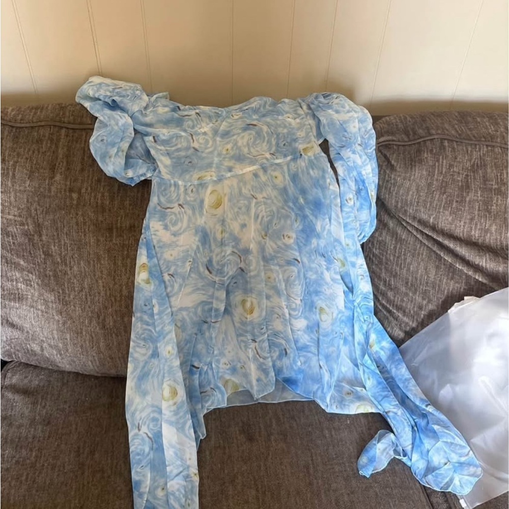 Blue and White Swirl Pattern Dress